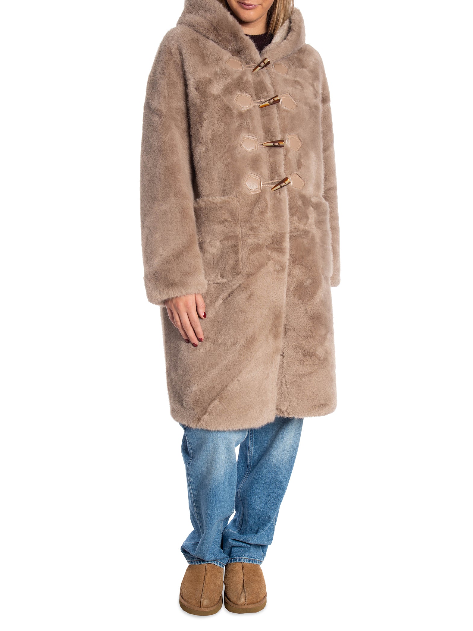 COPPEROSE KAPPA MID-LENGTH FAUX FUR HOODED TAUPE_92832.jpg