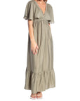 COPPEROSE KLÄNNING V-NECK FLUTTER SLEEVE KAKI_98158.jpg