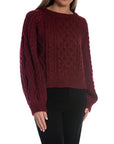 COPPEROSE TRÖJA HONEYCOMB KNIT BURGUNDY_104636.jpg