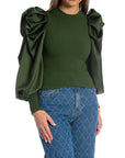 TOPP SATIN PUFF SLEEVES GREEN_103469.jpg