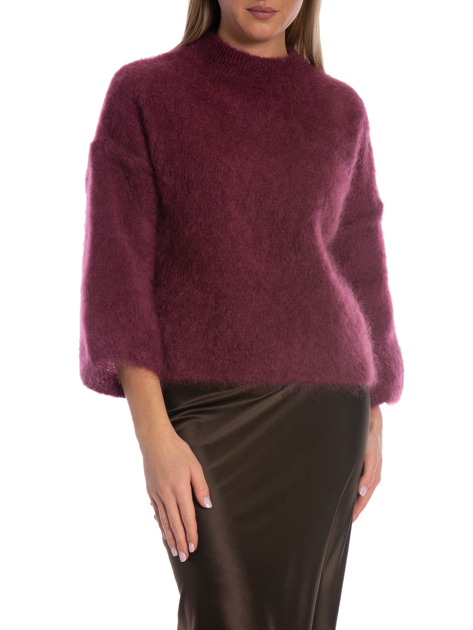 TRÖJA MOHAIR MANCHE 3/4 BURGUNDY_104490.jpg