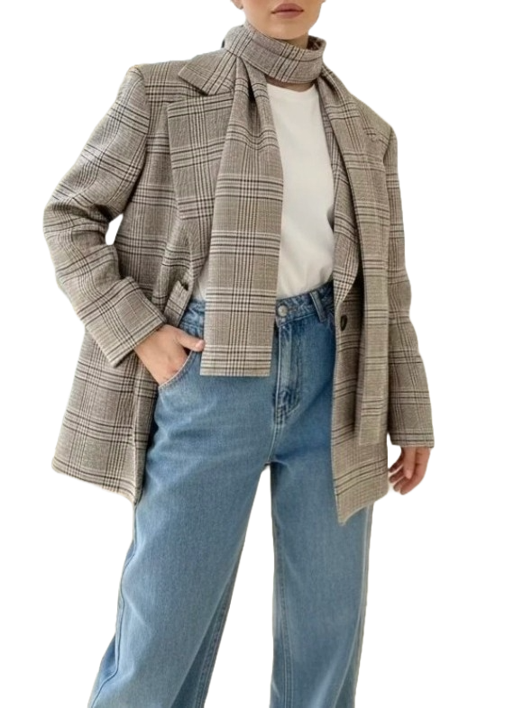 KAVAJ CLASSIC CHECK WITH BELT BEIGE/BROWN_105532.jpg