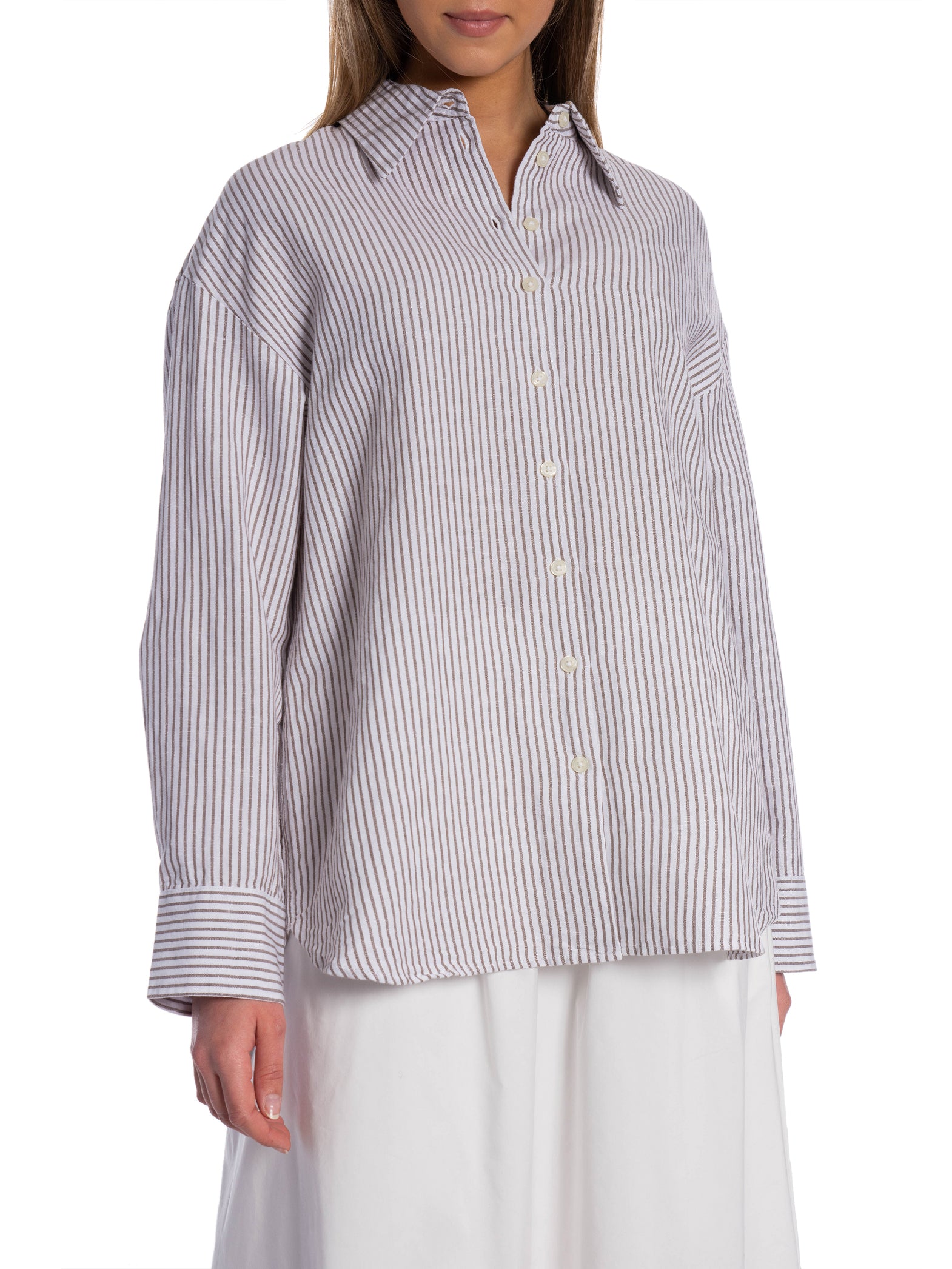 SELECTED FEMME SKJORTA CLEO BLEND WHITE/CHOCOLATE_106330.jpg