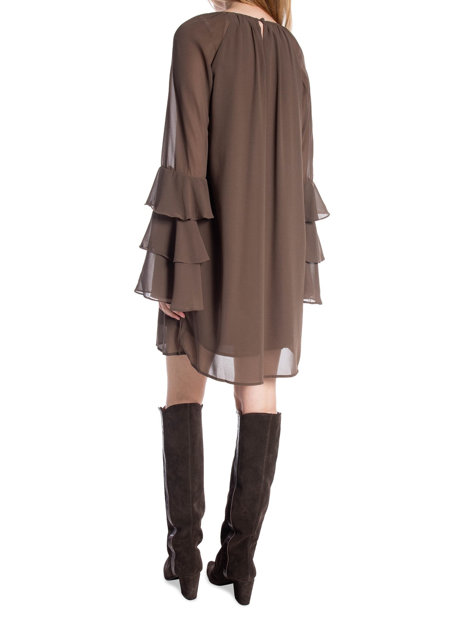 COPPEROSE KLÄNNING RUFFLE BROWN_103052.jpg