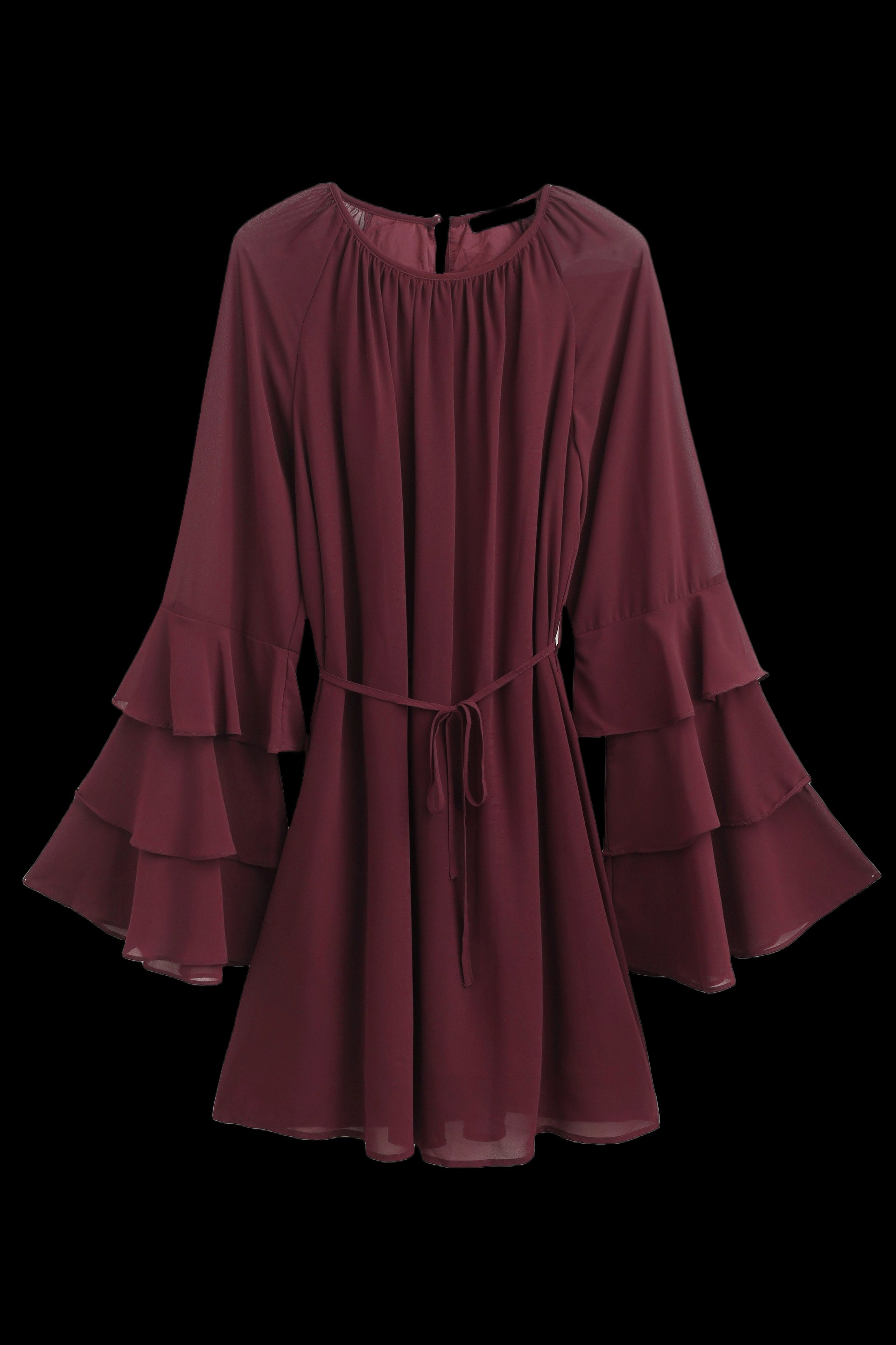 COPPEROSE KLÄNNING RUFFLE BURGUNDY_102912.jpg