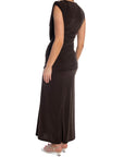 COPPEROSE KLÄNNING SCULPTURAL DRAPED MAXI BROWN_106770.jpg