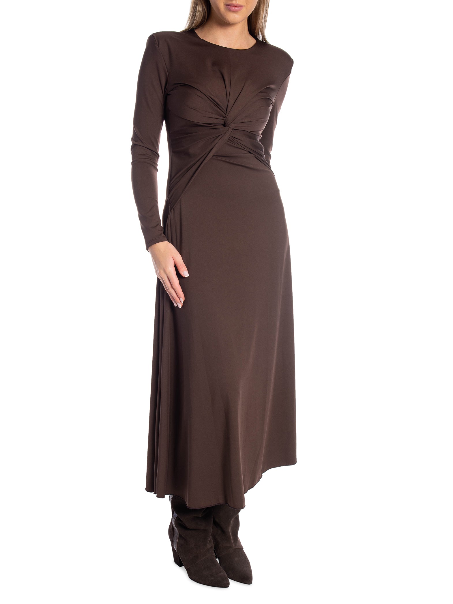 COPPEROSE KLÄNNING TWIST FRONT BROWN_103438.jpg