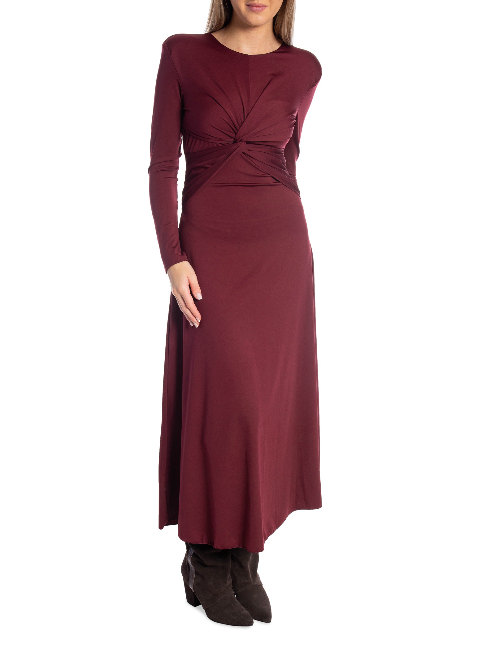 COPPEROSE KLÄNNING TWIST FRONT BURGUNDY_103434.jpg