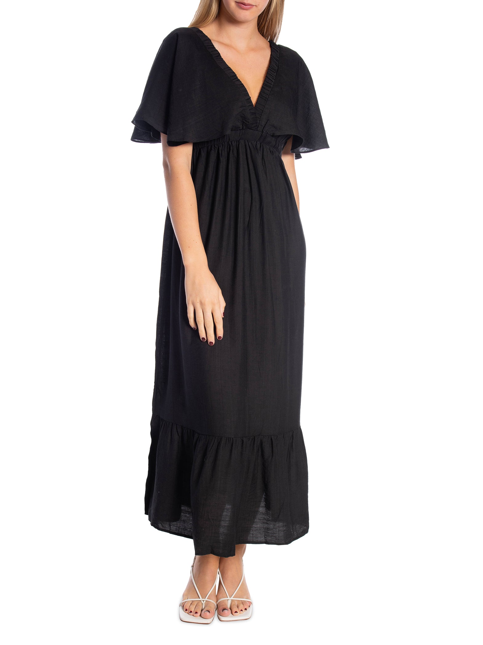 COPPEROSE KLÄNNING V-NECK FLUTTER BLACK_98875.jpg