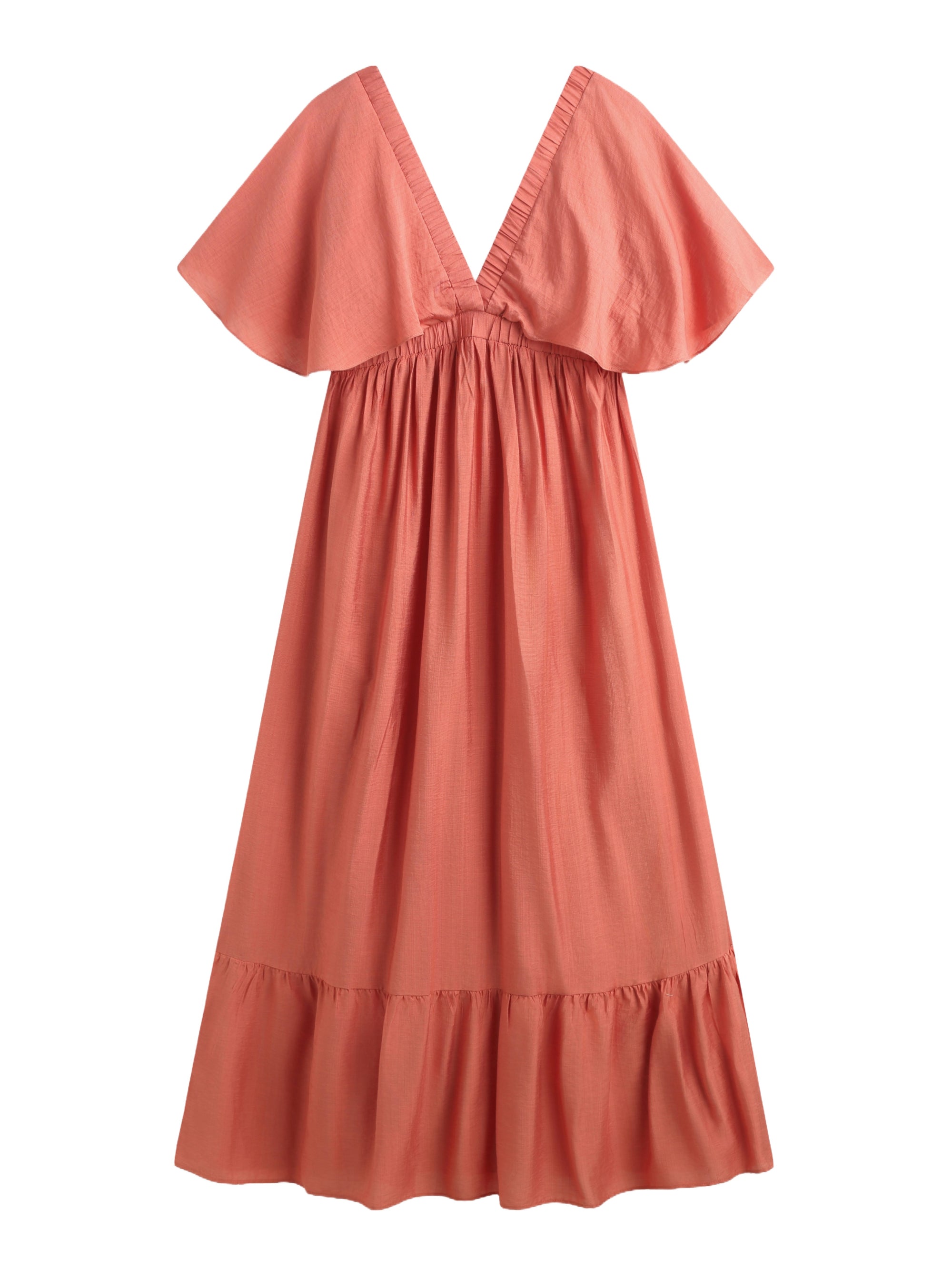COPPEROSE KLÄNNING V-NECK FLUTTER SLEEVE PINK_97661.jpg