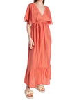 COPPEROSE KLÄNNING V-NECK FLUTTER SLEEVE PINK_97982.jpg