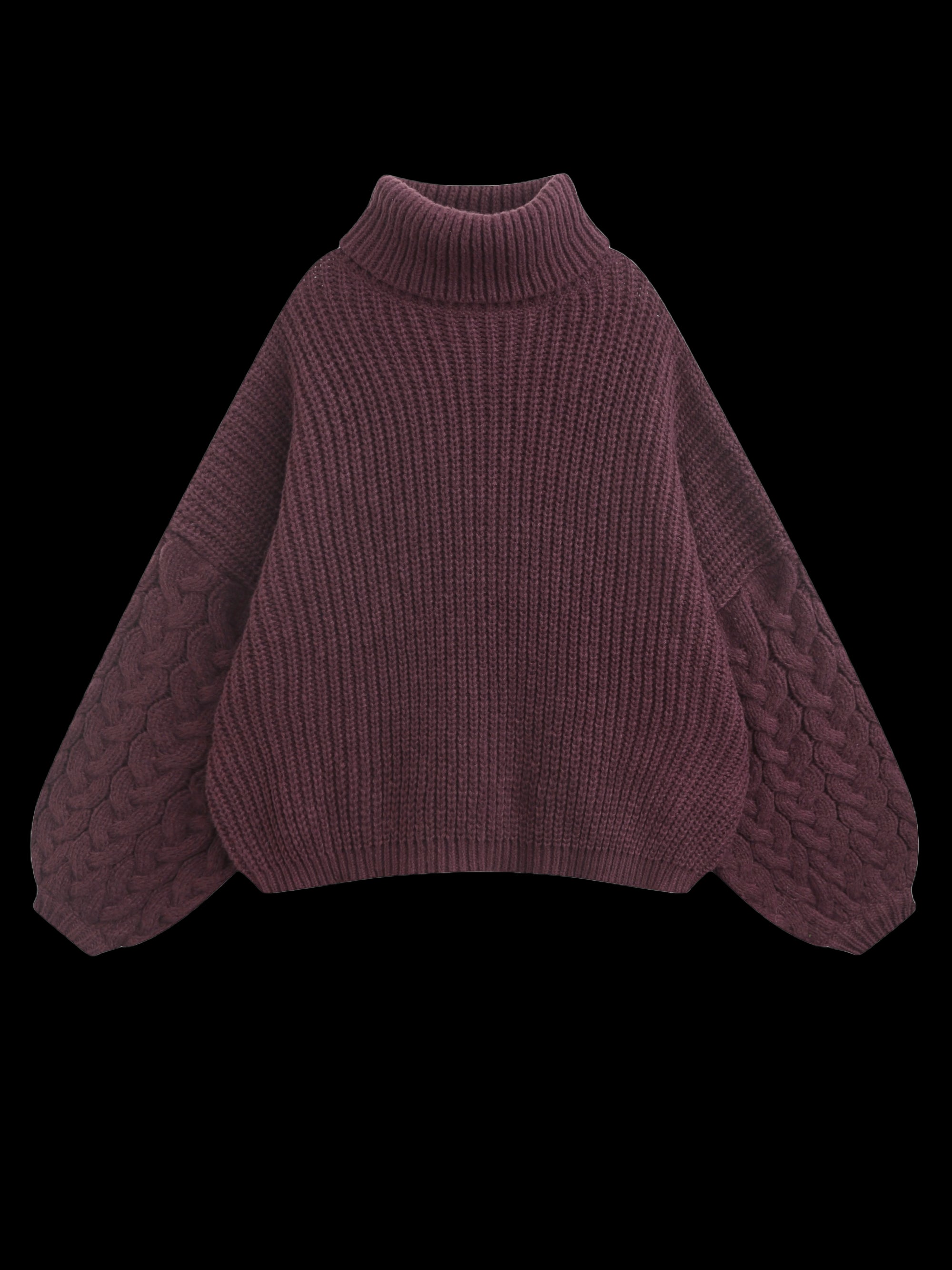 COPPEROSE TRÖJA CHUNKY CABLE SLEEVE BURGUNDY_101378.jpg
