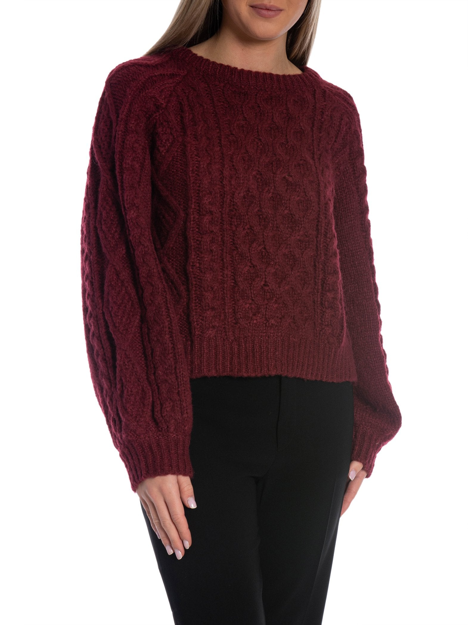 COPPEROSE TRÖJA HONEYCOMB KNIT BURGUNDY_104636.jpg