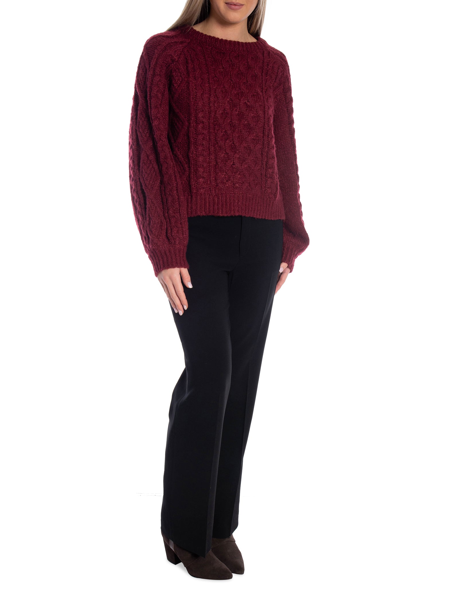 COPPEROSE TRÖJA HONEYCOMB KNIT BURGUNDY_104637.jpg