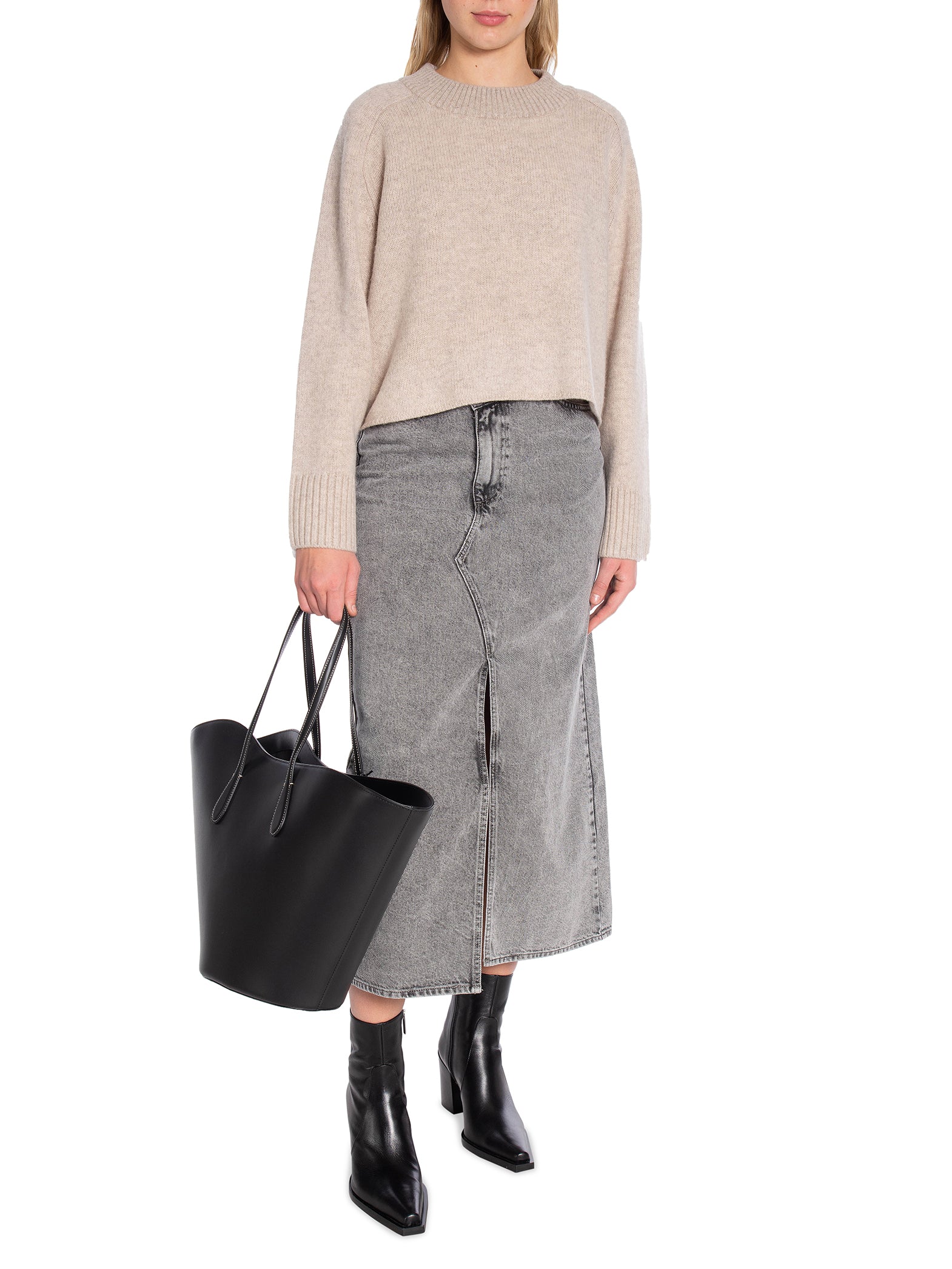 CO´COUTURE KJOL VIK ASYM SLIT MID GREY_82720.jpg