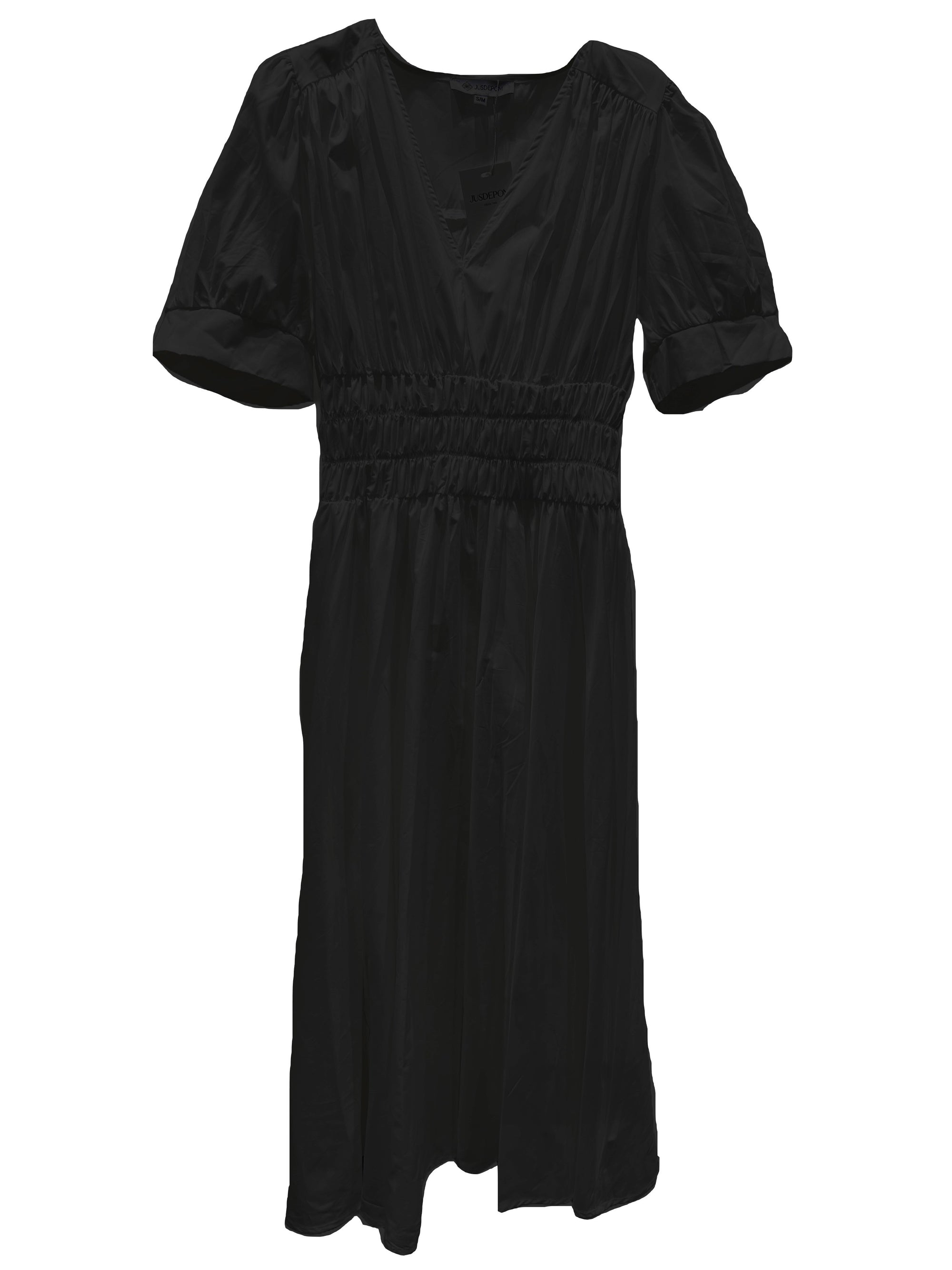 JUS DE POM KLÄNNING V-NECK SMOCKING NOIR_98669.jpg