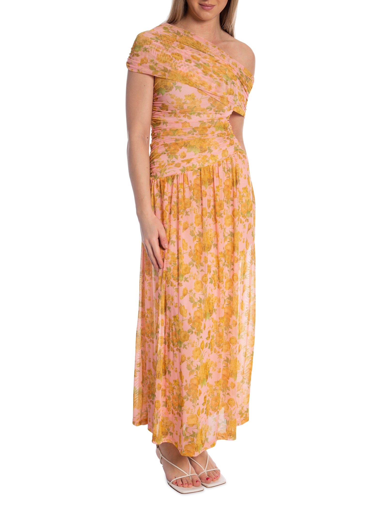 KLÄNNING FLORAL RUCHED MAXI ROSA_108079.jpg