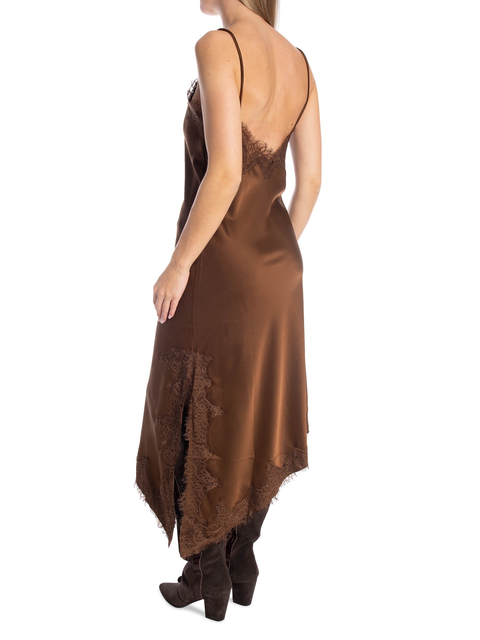 KLÄNNING LACE TRIM SATIN BROWN_103503.jpg