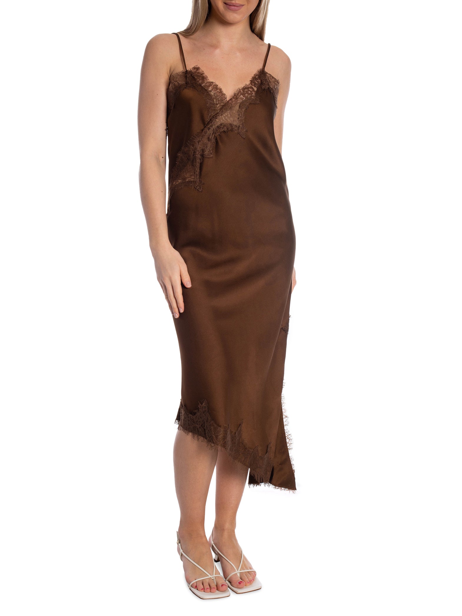 KLÄNNING LACE TRIM SATIN BROWN_108146.jpg