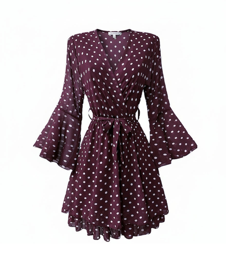KLÄNNING RUFFLE DOT BURGUNDY_103176.jpg