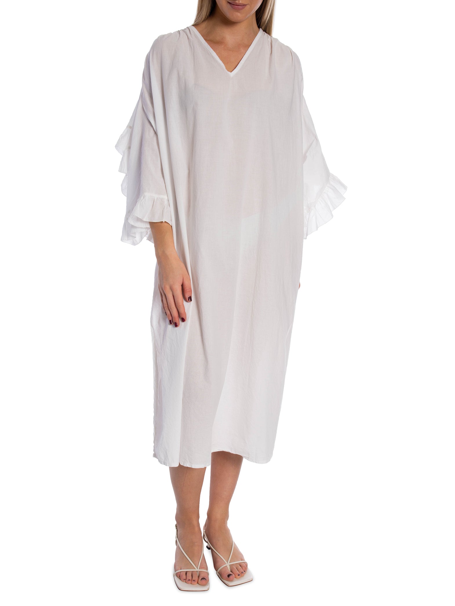 KLÄNNING VOLUMINOUS TIERED RUFFLE SLEEVE LONG WHITE_109372.jpg