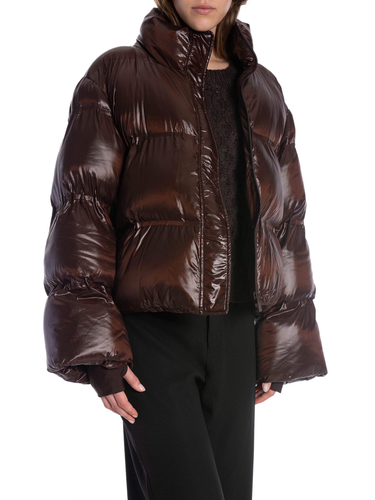 NEO NOIR JACKA RHEA SHINY PUFFER DARK BROWN_102205.jpg