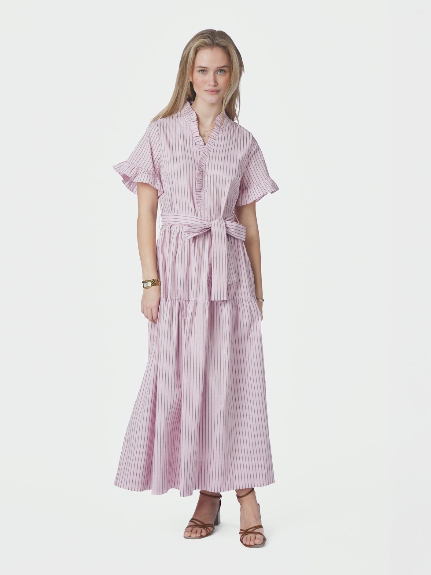 NEO NOIR KLÄNNING NESSIE STRUCTURE STRIPE LIGHT PINK_110847.jpg