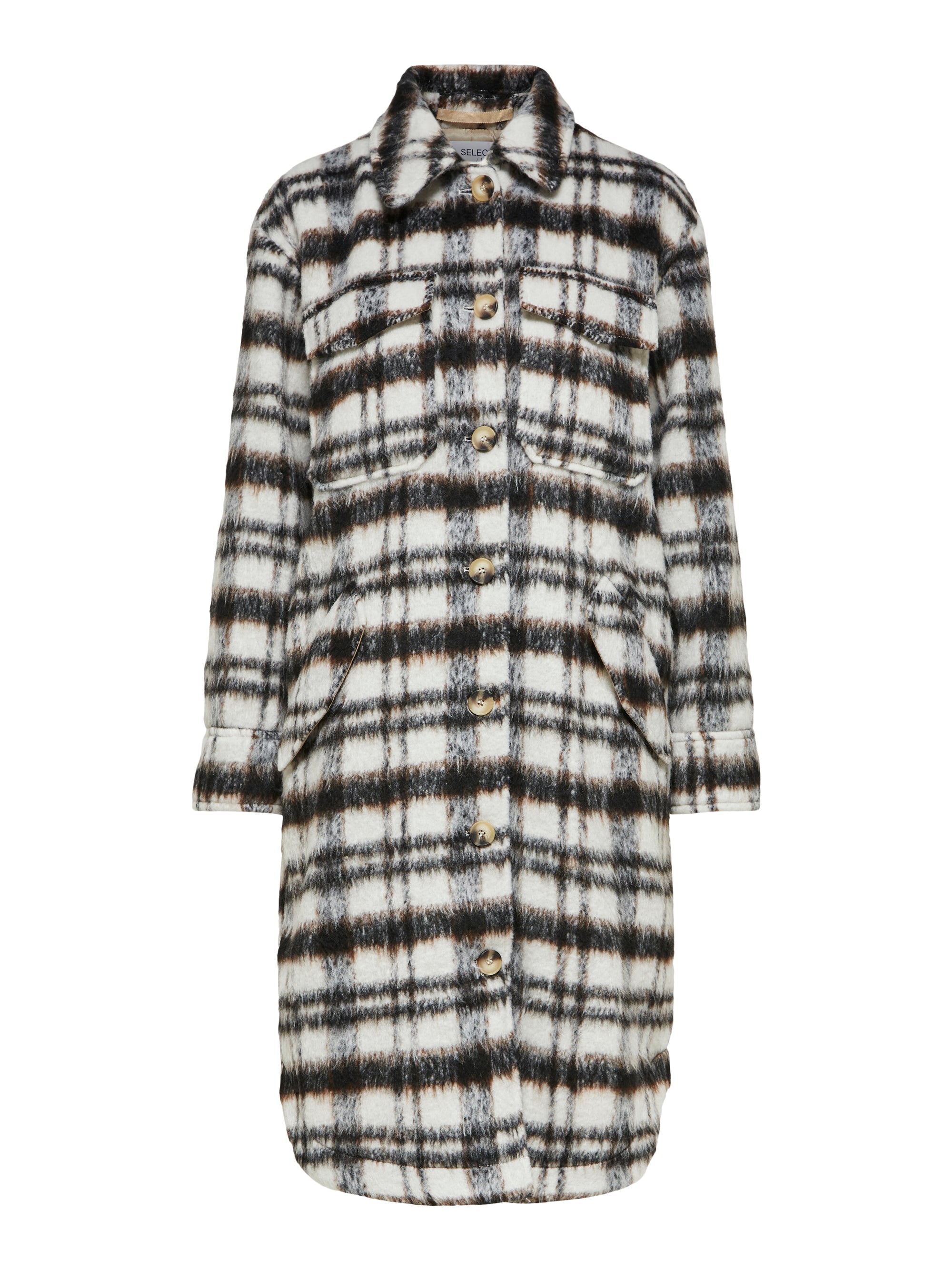 SELECTED FEMME JACKA CARON WOOL SNOW WHITE CHECK_105824.jpg