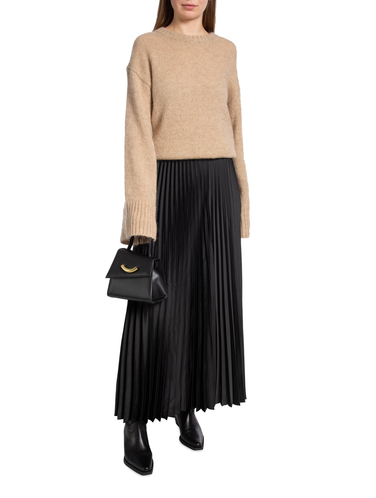 SELECTED FEMME KJOL TINA HW ANKLE PLISSE BLACK_83944.jpg