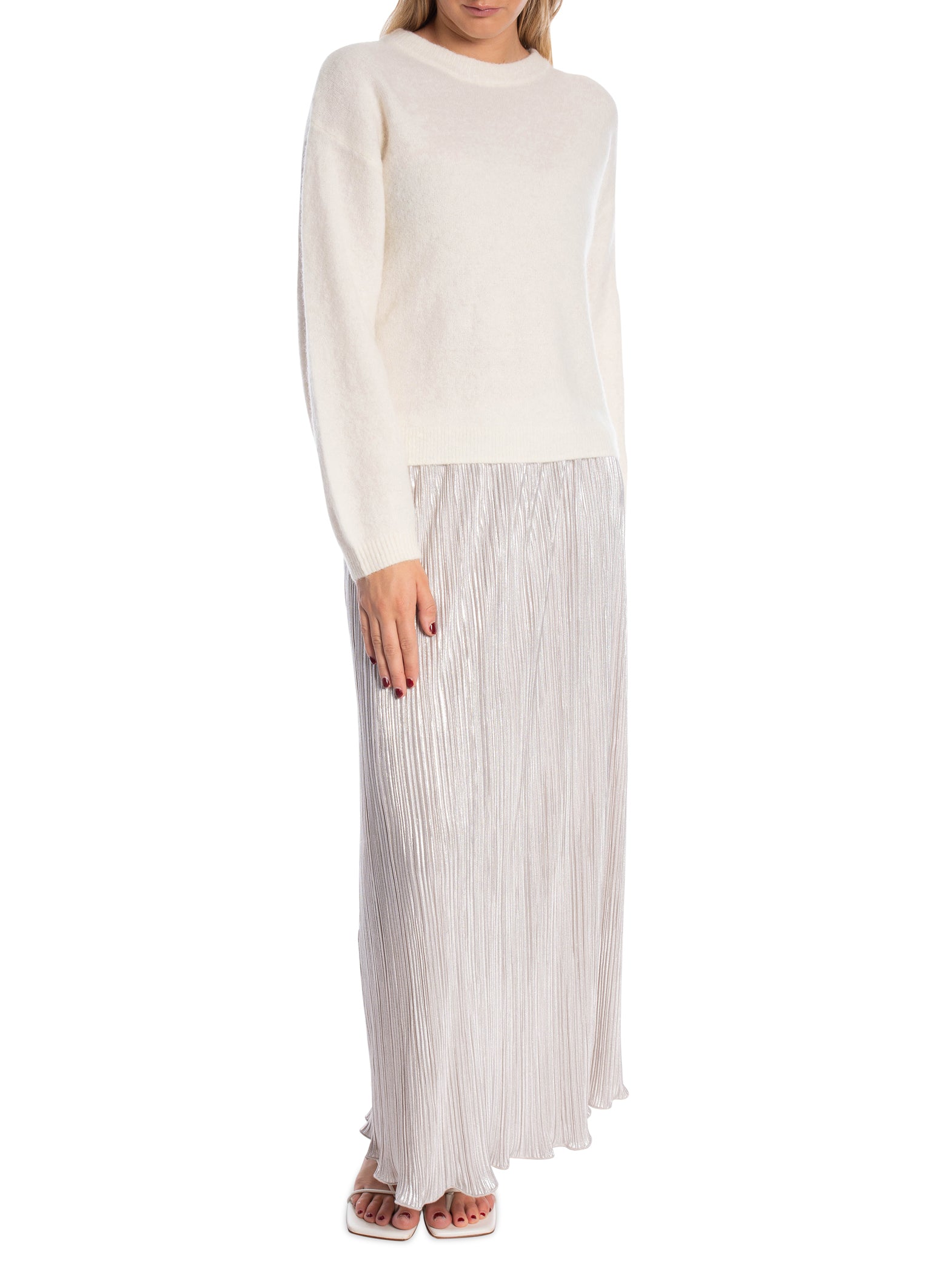 SOFT REBELS KJOL NEVAEH SILVER PLISSÉ_93152.jpg
