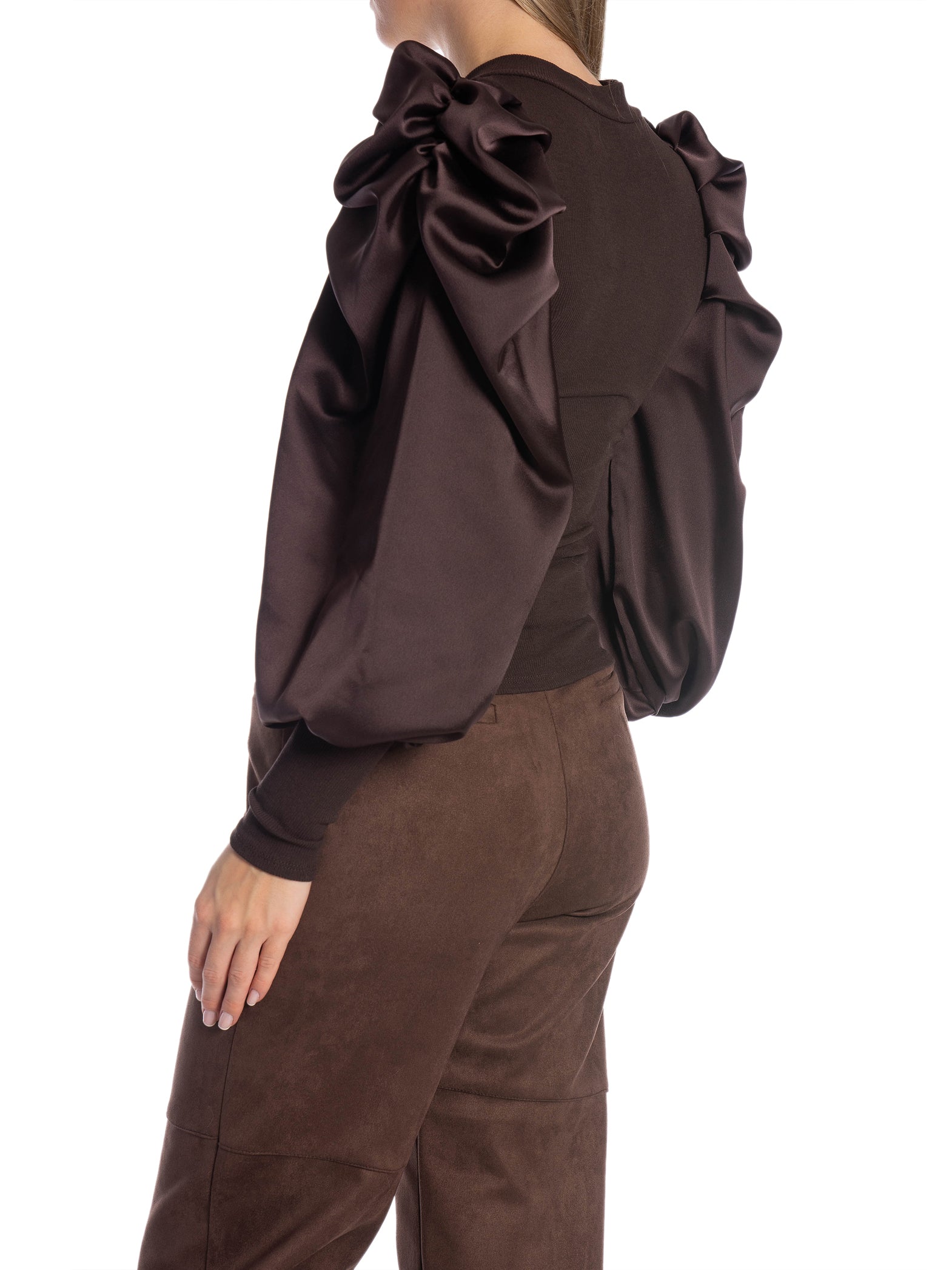 TOPP SATIN PUFF SLEEVES DARK BROWN_103476.jpg