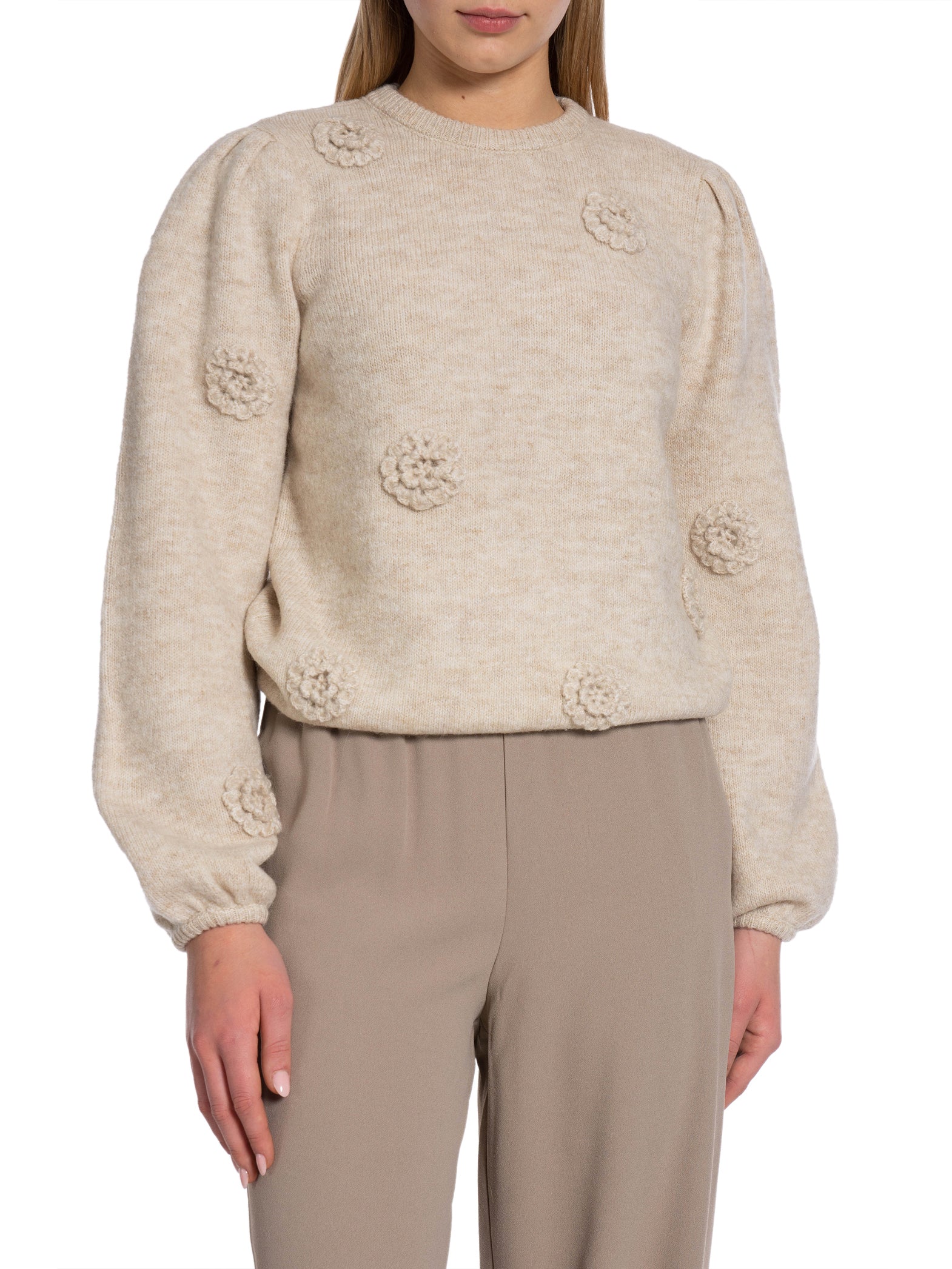 Y.A.S TRÖJA YASROSEY LS KNIT PULLOVER BIRCH MELANGE_84322.jpg